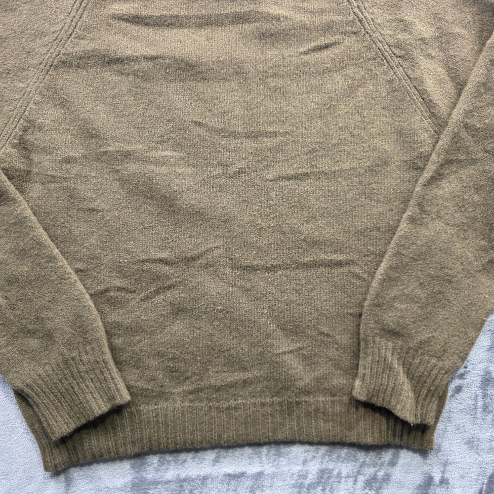 J.Crew Sweater XL Olive Brown Mens Regular Fit 100% Wool Raglan Crewneck Knit - Picture 3 of 8